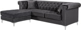 Damian Velvet / Engineered Wood / Metal / Foam Contemporary Grey Velvet 2pc. Reversible Sectional - 93" W x 67" D x 32" H