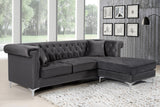 Damian Velvet / Engineered Wood / Metal / Foam Contemporary Grey Velvet 2pc. Reversible Sectional - 93" W x 67" D x 32" H