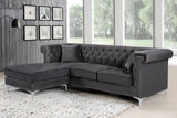 Damian Velvet / Engineered Wood / Metal / Foam Contemporary Grey Velvet 2pc. Reversible Sectional - 93" W x 67" D x 32" H