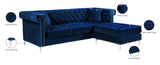 Damian Velvet / Engineered Wood / Metal / Foam Contemporary Navy Velvet 2pc. Reversible Sectional - 93" W x 67" D x 32" H