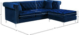 Damian Velvet / Engineered Wood / Metal / Foam Contemporary Navy Velvet 2pc. Reversible Sectional - 93" W x 67" D x 32" H