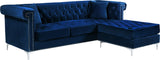 Damian Velvet / Engineered Wood / Metal / Foam Contemporary Navy Velvet 2pc. Reversible Sectional - 93" W x 67" D x 32" H