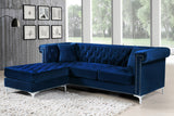 Damian Velvet / Engineered Wood / Metal / Foam Contemporary Navy Velvet 2pc. Reversible Sectional - 93" W x 67" D x 32" H