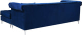 Damian Velvet / Engineered Wood / Metal / Foam Contemporary Navy Velvet 2pc. Reversible Sectional - 93" W x 67" D x 32" H