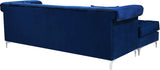 Damian Velvet / Engineered Wood / Metal / Foam Contemporary Navy Velvet 2pc. Reversible Sectional - 93" W x 67" D x 32" H