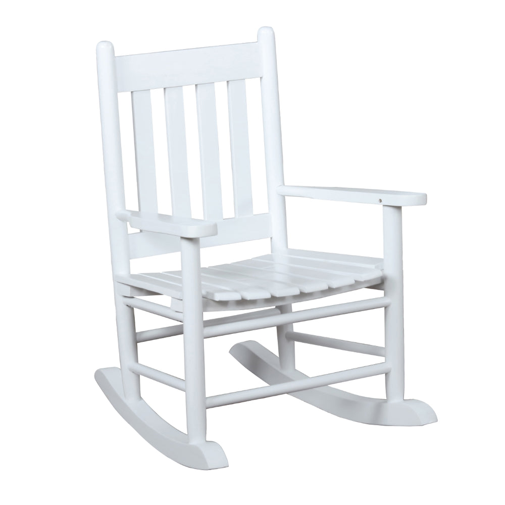 Contemporary Slat Back Youth Rocking Chair - Rustic Acacia Wood, Safe Design for Kids' Comfort