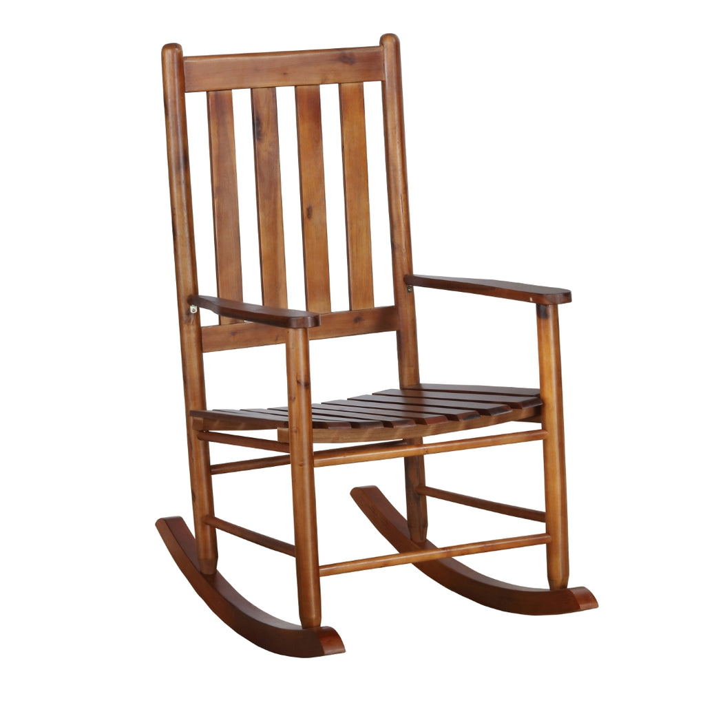 Contemporary Slat Back Wooden Rocking Chair