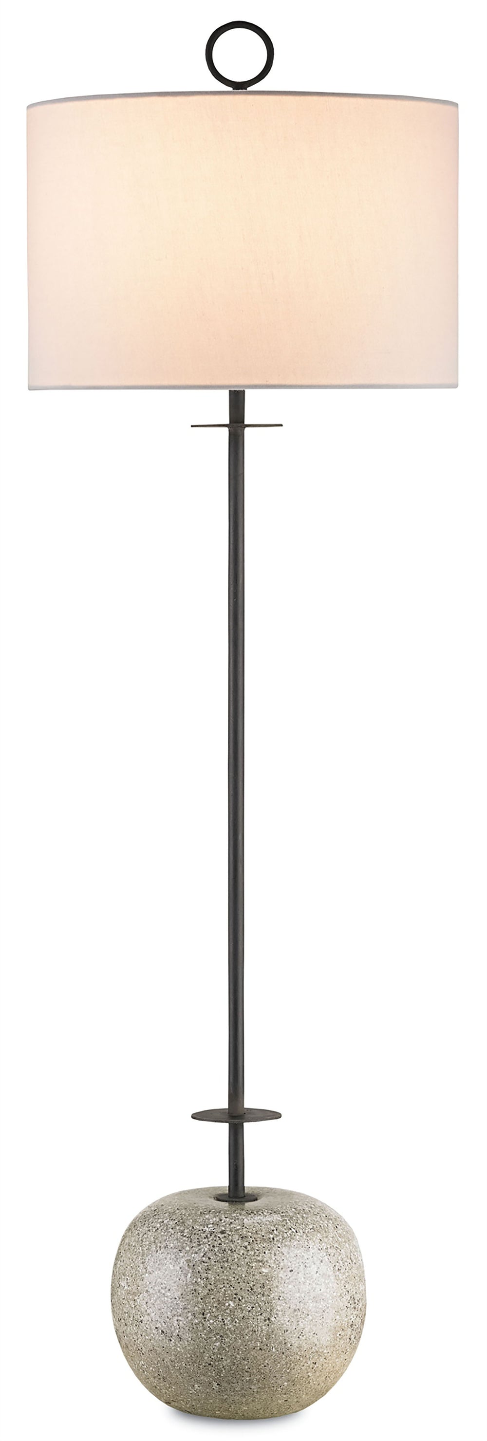 Atlas Console Lamp – Elegant Blacksmith Design with Polished Concrete Base & Off-White Linen Shade