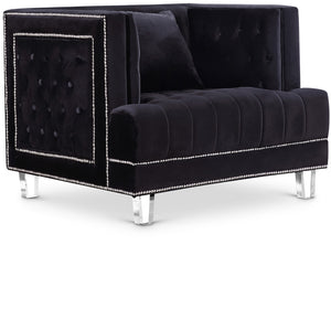 Lucas Acrylic / Velvet / Engineered Wood / Metal / Foam Contemporary Black Velvet Chair - 41" W x 35.5" D x 31.5" H