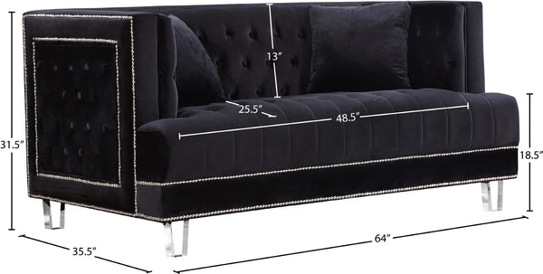 Lucas Acrylic / Velvet / Engineered Wood / Metal / Foam Contemporary Black Velvet Loveseat - 64" W x 35.5" D x 31.5" H
