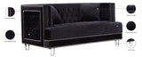 Lucas Acrylic / Velvet / Engineered Wood / Metal / Foam Contemporary Black Velvet Loveseat - 64" W x 35.5" D x 31.5" H