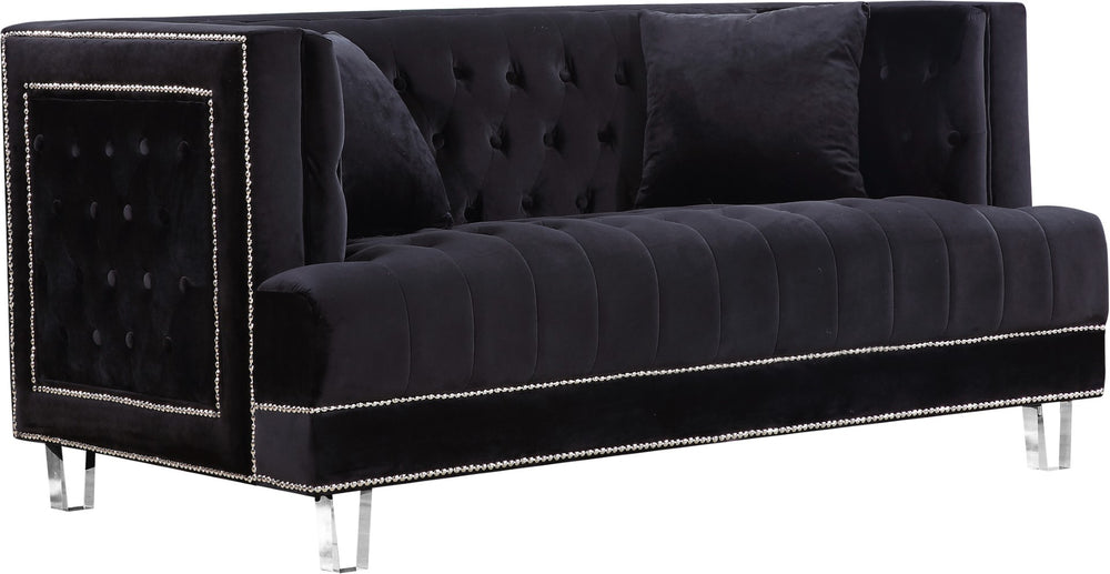 Lucas Acrylic / Velvet / Engineered Wood / Metal / Foam Contemporary Black Velvet Loveseat - 64" W x 35.5" D x 31.5" H