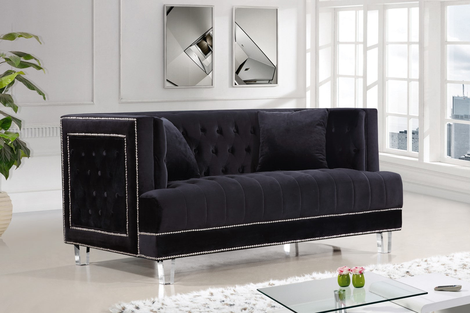 Lucas Acrylic Contemporary Loveseat - Thumbnail 5