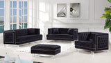 Lucas Acrylic / Velvet / Engineered Wood / Metal / Foam Contemporary Black Velvet Loveseat - 64" W x 35.5" D x 31.5" H