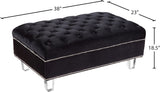 Lucas Acrylic / Velvet / Engineered Wood / Metal / Foam Contemporary Black Velvet Ottoman - 38" W x 23" D x 18.5" H