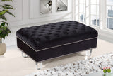 Lucas Acrylic / Velvet / Engineered Wood / Metal / Foam Contemporary Black Velvet Ottoman - 38" W x 23" D x 18.5" H