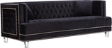 Lucas Acrylic / Velvet / Engineered Wood / Metal / Foam Contemporary Black Velvet Sofa - 88.5" W x 35.5" D x 31.5" H