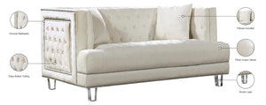 Lucas Acrylic / Velvet / Engineered Wood / Metal / Foam Contemporary Cream Velvet Loveseat - 64" W x 35.5" D x 31.5" H