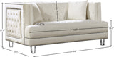 Lucas Acrylic / Velvet / Engineered Wood / Metal / Foam Contemporary Cream Velvet Loveseat - 64" W x 35.5" D x 31.5" H