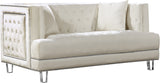 Lucas Acrylic / Velvet / Engineered Wood / Metal / Foam Contemporary Cream Velvet Loveseat - 64" W x 35.5" D x 31.5" H