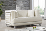 Lucas Acrylic / Velvet / Engineered Wood / Metal / Foam Contemporary Cream Velvet Loveseat - 64" W x 35.5" D x 31.5" H