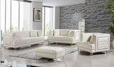 Lucas Acrylic / Velvet / Engineered Wood / Metal / Foam Contemporary Cream Velvet Loveseat - 64" W x 35.5" D x 31.5" H