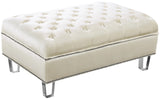 Lucas Acrylic / Velvet / Engineered Wood / Metal / Foam Contemporary Cream Velvet Ottoman - 38" W x 23" D x 18.5" H