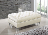 Lucas Acrylic / Velvet / Engineered Wood / Metal / Foam Contemporary Cream Velvet Ottoman - 38" W x 23" D x 18.5" H