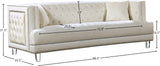 Lucas Acrylic / Velvet / Engineered Wood / Metal / Foam Contemporary Cream Velvet Sofa - 88.5" W x 35.5" D x 31.5" H