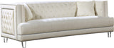 Lucas Acrylic / Velvet / Engineered Wood / Metal / Foam Contemporary Cream Velvet Sofa - 88.5" W x 35.5" D x 31.5" H