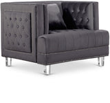 Lucas Acrylic / Velvet / Engineered Wood / Metal / Foam Contemporary Grey Velvet Chair - 41" W x 35.5" D x 31.5" H