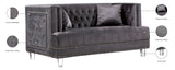 Lucas Acrylic / Velvet / Engineered Wood / Metal / Foam Contemporary Grey Velvet Loveseat - 64" W x 35.5" D x 31.5" H