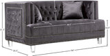 Lucas Acrylic / Velvet / Engineered Wood / Metal / Foam Contemporary Grey Velvet Loveseat - 64" W x 35.5" D x 31.5" H