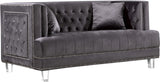 Lucas Acrylic / Velvet / Engineered Wood / Metal / Foam Contemporary Grey Velvet Loveseat - 64" W x 35.5" D x 31.5" H