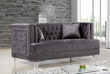 Lucas Acrylic / Velvet / Engineered Wood / Metal / Foam Contemporary Grey Velvet Loveseat - 64" W x 35.5" D x 31.5" H