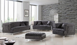 Lucas Acrylic / Velvet / Engineered Wood / Metal / Foam Contemporary Grey Velvet Loveseat - 64" W x 35.5" D x 31.5" H