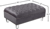 Lucas Acrylic / Velvet / Engineered Wood / Metal / Foam Contemporary Grey Velvet Ottoman - 38" W x 23" D x 18.5" H