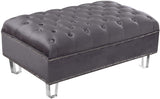 Lucas Acrylic / Velvet / Engineered Wood / Metal / Foam Contemporary Grey Velvet Ottoman - 38" W x 23" D x 18.5" H