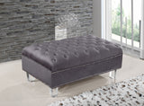 Lucas Acrylic / Velvet / Engineered Wood / Metal / Foam Contemporary Grey Velvet Ottoman - 38" W x 23" D x 18.5" H