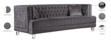 Lucas Acrylic / Velvet / Engineered Wood / Metal / Foam Contemporary Grey Velvet Sofa - 88.5" W x 35.5" D x 31.5" H