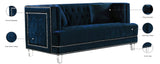 Lucas Acrylic / Velvet / Engineered Wood / Metal / Foam Contemporary Navy Velvet Loveseat - 64" W x 35.5" D x 31.5" H