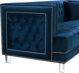 Lucas Acrylic / Velvet / Engineered Wood / Metal / Foam Contemporary Navy Velvet Loveseat - 64" W x 35.5" D x 31.5" H