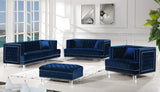 Lucas Acrylic / Velvet / Engineered Wood / Metal / Foam Contemporary Navy Velvet Loveseat - 64" W x 35.5" D x 31.5" H