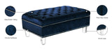 Lucas Acrylic / Velvet / Engineered Wood / Metal / Foam Contemporary Navy Velvet Ottoman - 38" W x 23" D x 18.5" H