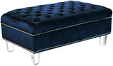 Lucas Acrylic / Velvet / Engineered Wood / Metal / Foam Contemporary Navy Velvet Ottoman - 38" W x 23" D x 18.5" H