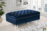 Lucas Acrylic / Velvet / Engineered Wood / Metal / Foam Contemporary Navy Velvet Ottoman - 38" W x 23" D x 18.5" H