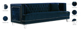 Lucas Acrylic / Velvet / Engineered Wood / Metal / Foam Contemporary Navy Velvet Sofa - 88.5" W x 35.5" D x 31.5" H