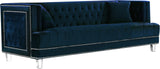 Lucas Acrylic / Velvet / Engineered Wood / Metal / Foam Contemporary Navy Velvet Sofa - 88.5" W x 35.5" D x 31.5" H