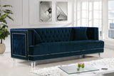 Lucas Acrylic / Velvet / Engineered Wood / Metal / Foam Contemporary Navy Velvet Sofa - 88.5" W x 35.5" D x 31.5" H