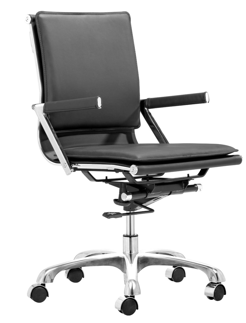 Zuo Modern Lider 100% Polyurethane, Steel, Aluminum Alloy Modern Commercial Grade Office Chair Black, Silver 100% Polyurethane, Steel, Aluminum Alloy